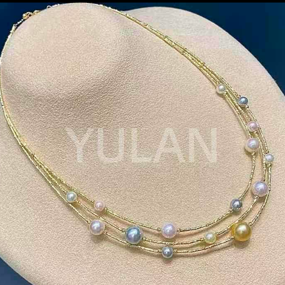 ネックレス アコヤ真珠 ホワイト ゴールド グレー 18k (JR-NL-0113)