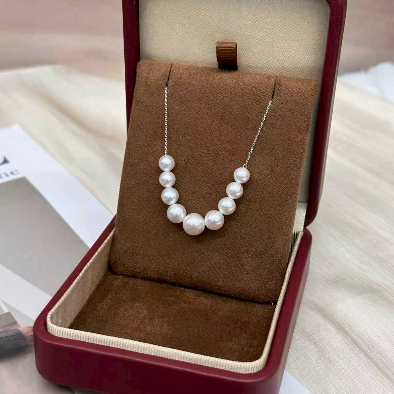 アコヤ真珠 ホワイト ラウンド ネックレス 5.5~7.5mm WG (JR-NL-0131)