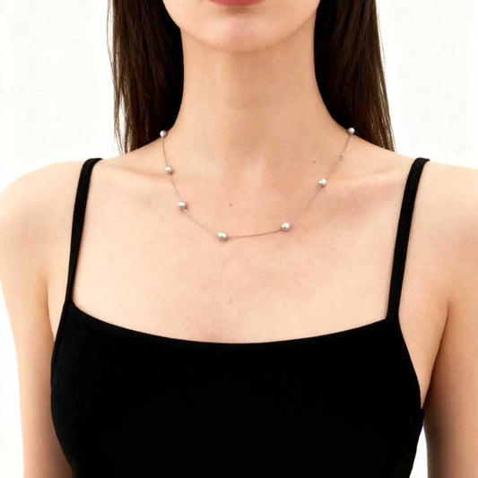 アコヤ真珠 グレー ネックレス 5.0mm PT (JR-NL-0127)