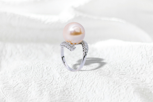 指輪 白蝶真珠 ゴールド 14.6mm ダイヤモンド PT950 (JR-RI-0002)
