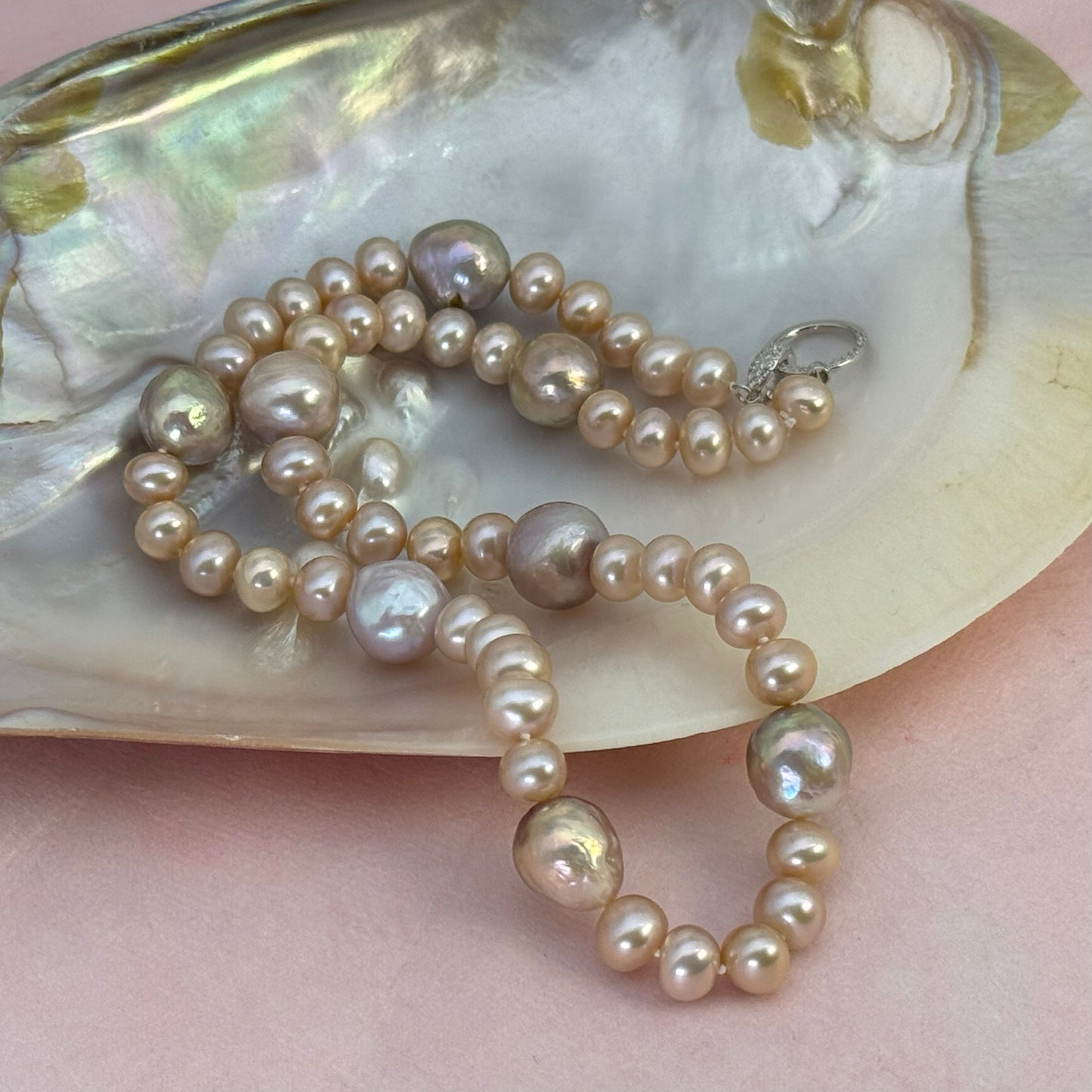 淡水真珠 ネックレス マルチカラー 12.0mm~13.0mm 長さ:42.0cm (JR-NL-0068)