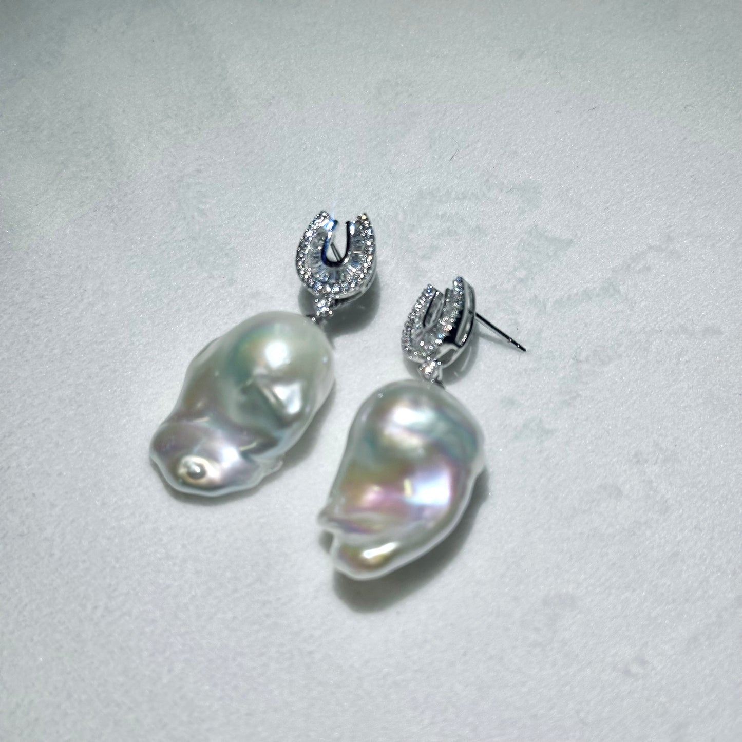 ピアス 淡水真珠 ホワイト バロック 16.0mm~19.0mm(幅) S925 (JR-ER-0021)