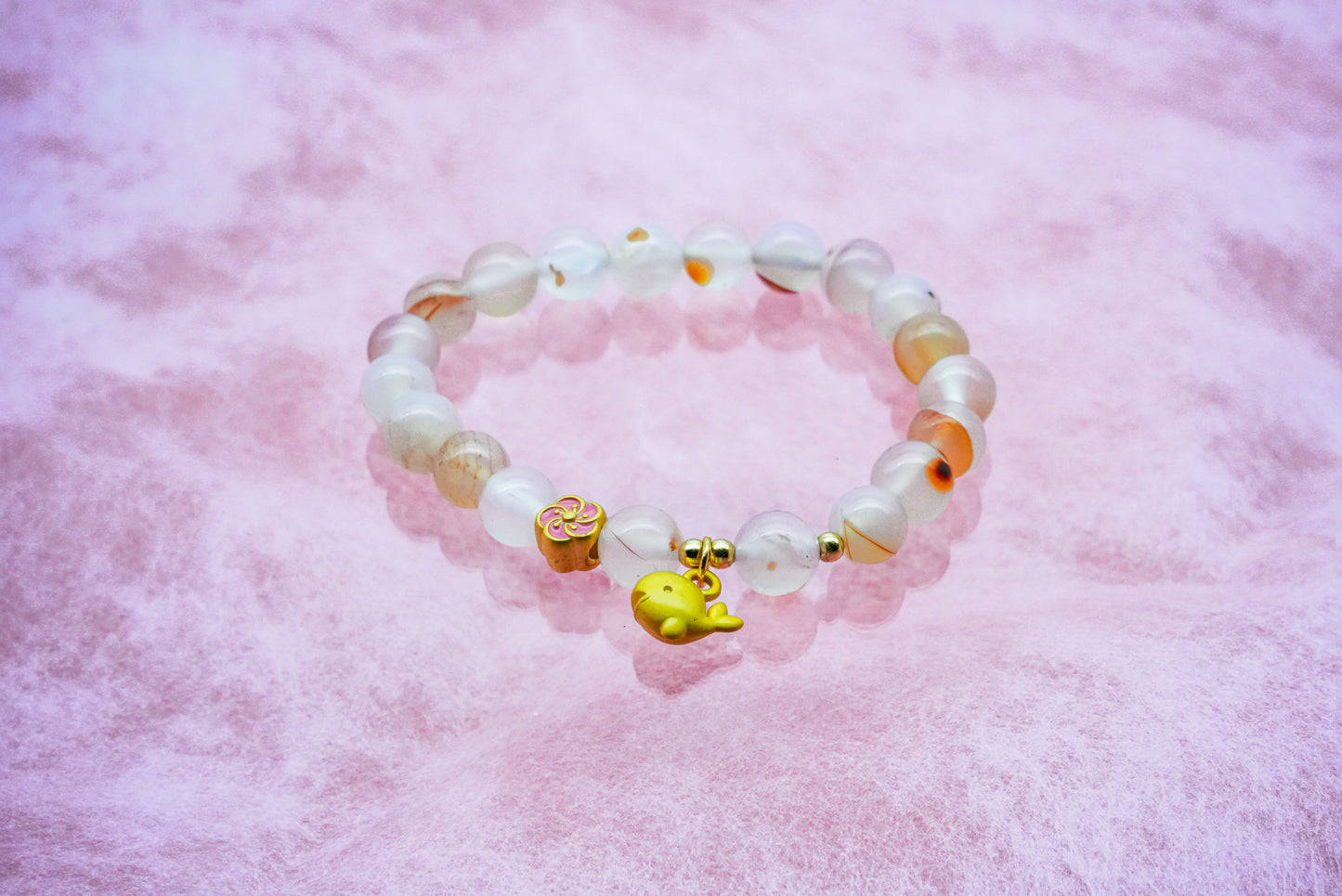 ブレスレット フラワーアゲート(紅花瑪瑙)17.0~17.5cm (JR-BR-0004)