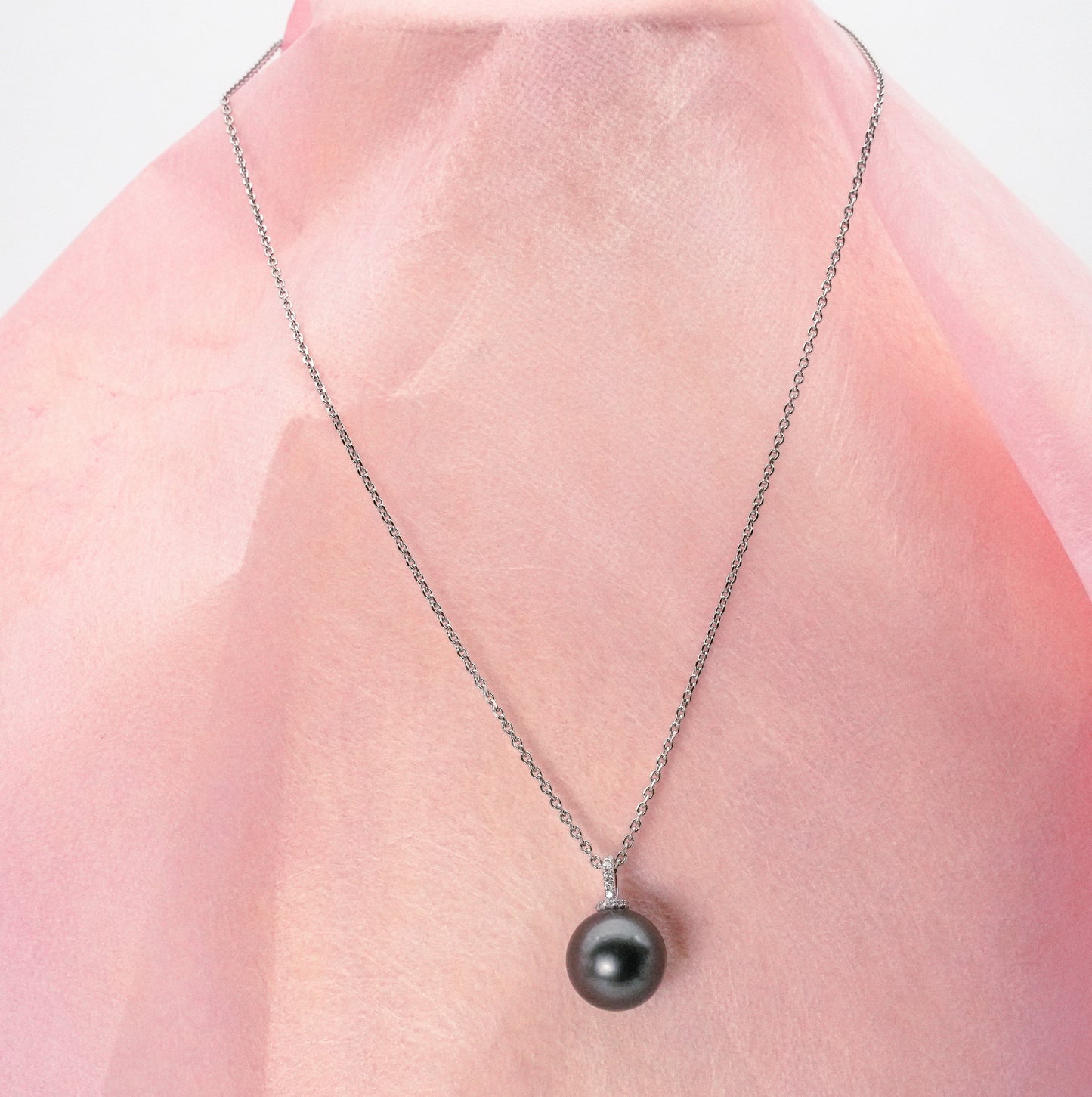 ペンダントトップ 黒蝶真珠 ブラック 13mm K18WG (JR-NL-0024)