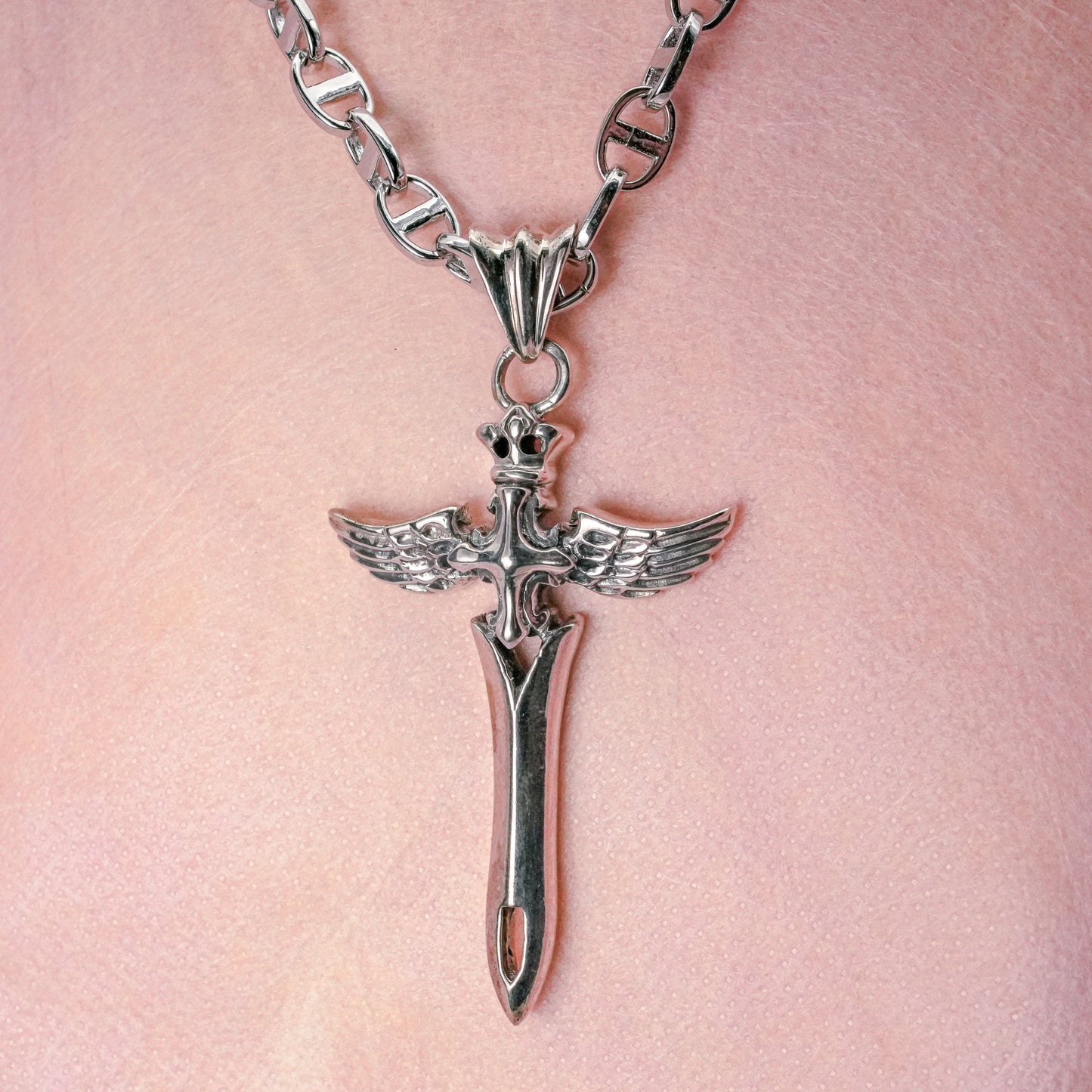 (JR-NL-0052) シルバー ネックレス 43mm x 30mm (ペンダントヘッド)