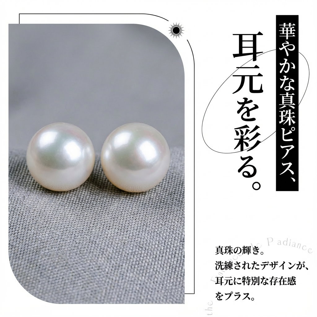 ピアス 淡水真珠 ホワイト 14.0mm～14.5mm 18k (JR-ER-0007)