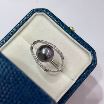 黒蝶真珠 ブラック 指輪 ゴールド 10mm~11mm 18k (JR-RI-0020)