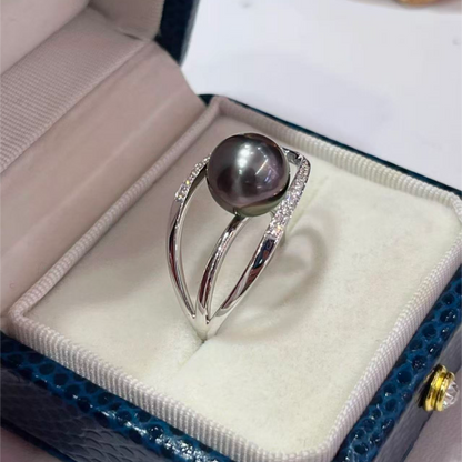 黒蝶真珠 ブラック 指輪 ゴールド 10mm~11mm 18k (JR-RI-0020)