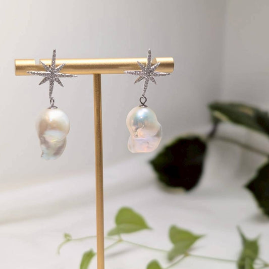 ピアス 淡水真珠 バロック ホワイト 18mm～19mm S915 (JR-ER-0010)