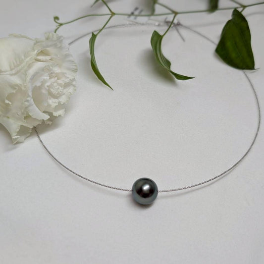 黒蝶真珠 ラウンド オメガネックレス  12mm～12.5mm K18WG (JR-NL-0074)