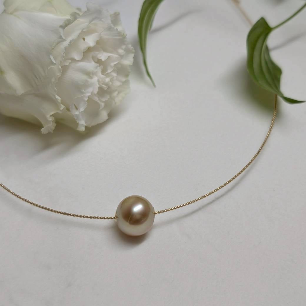 白蝶真珠 ラウンド ゴールド オメガネックレス  12mm～12.5mm K18 (JR-NL-0075)