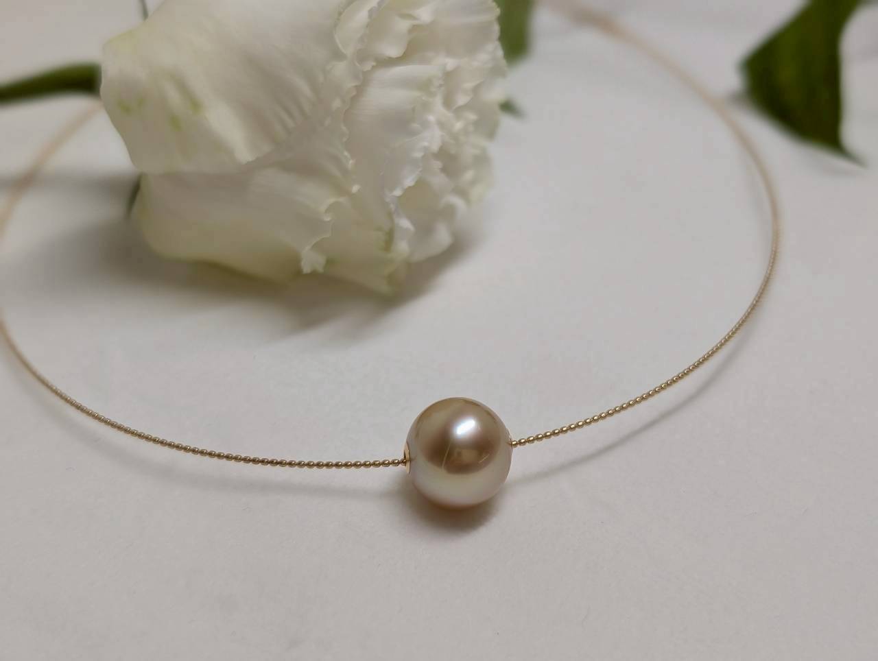白蝶真珠 ラウンド ゴールド オメガネックレス  12mm～12.5mm K18 (JR-NL-0075)