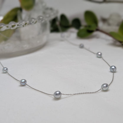 アコヤ真珠 グレー  ネックレス 5.0ｍｍ PT (JR-NL-0127)