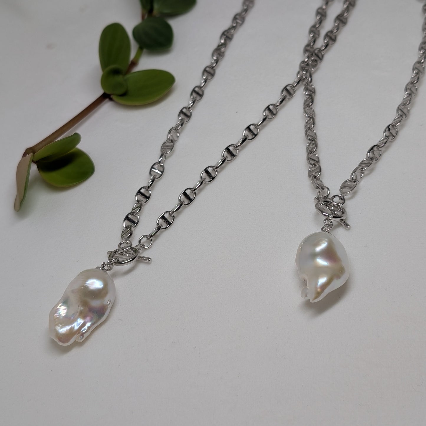 ネックレス 淡水真珠 バロック ホワイト 16.0mm～19.0mm(幅) S925 (JR-NL-0034)