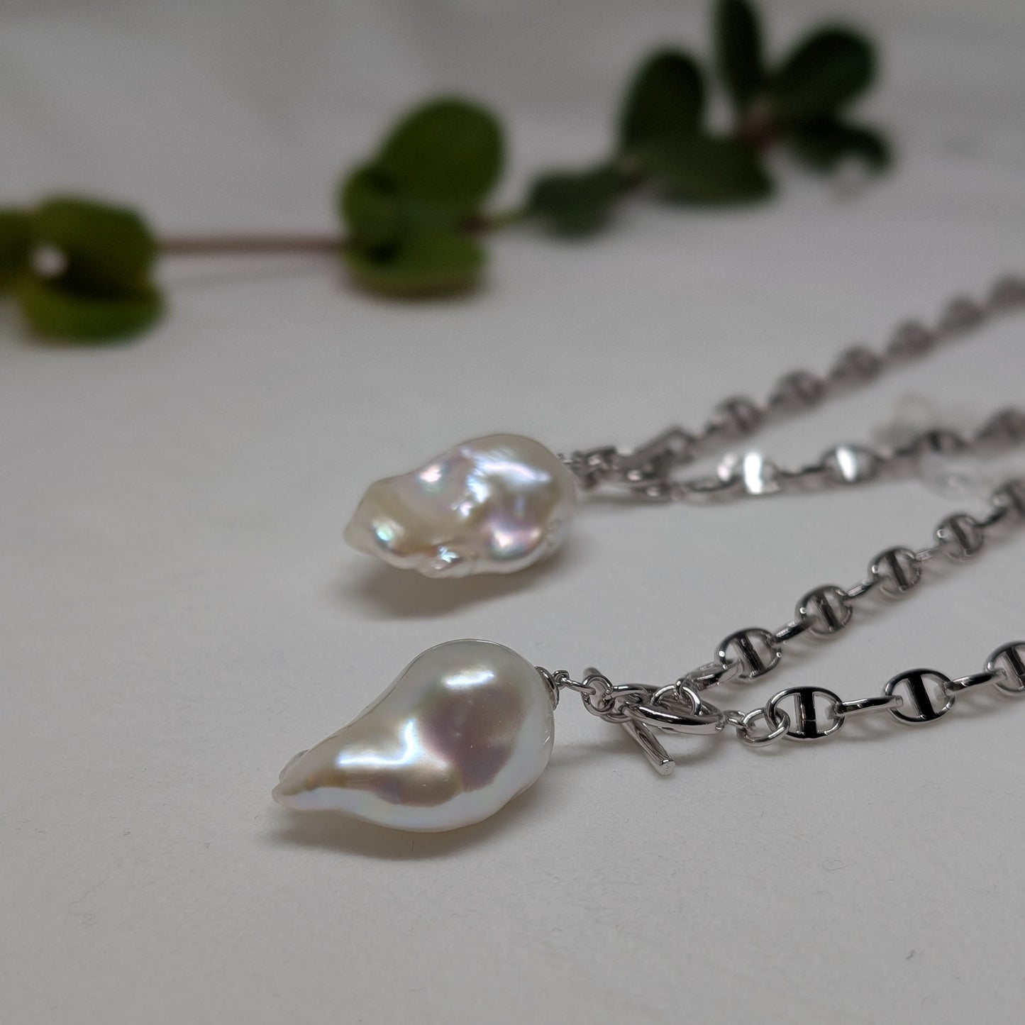 ネックレス 淡水真珠 バロック ホワイト 16.0mm～19.0mm(幅) S925 (JR-NL-0034)