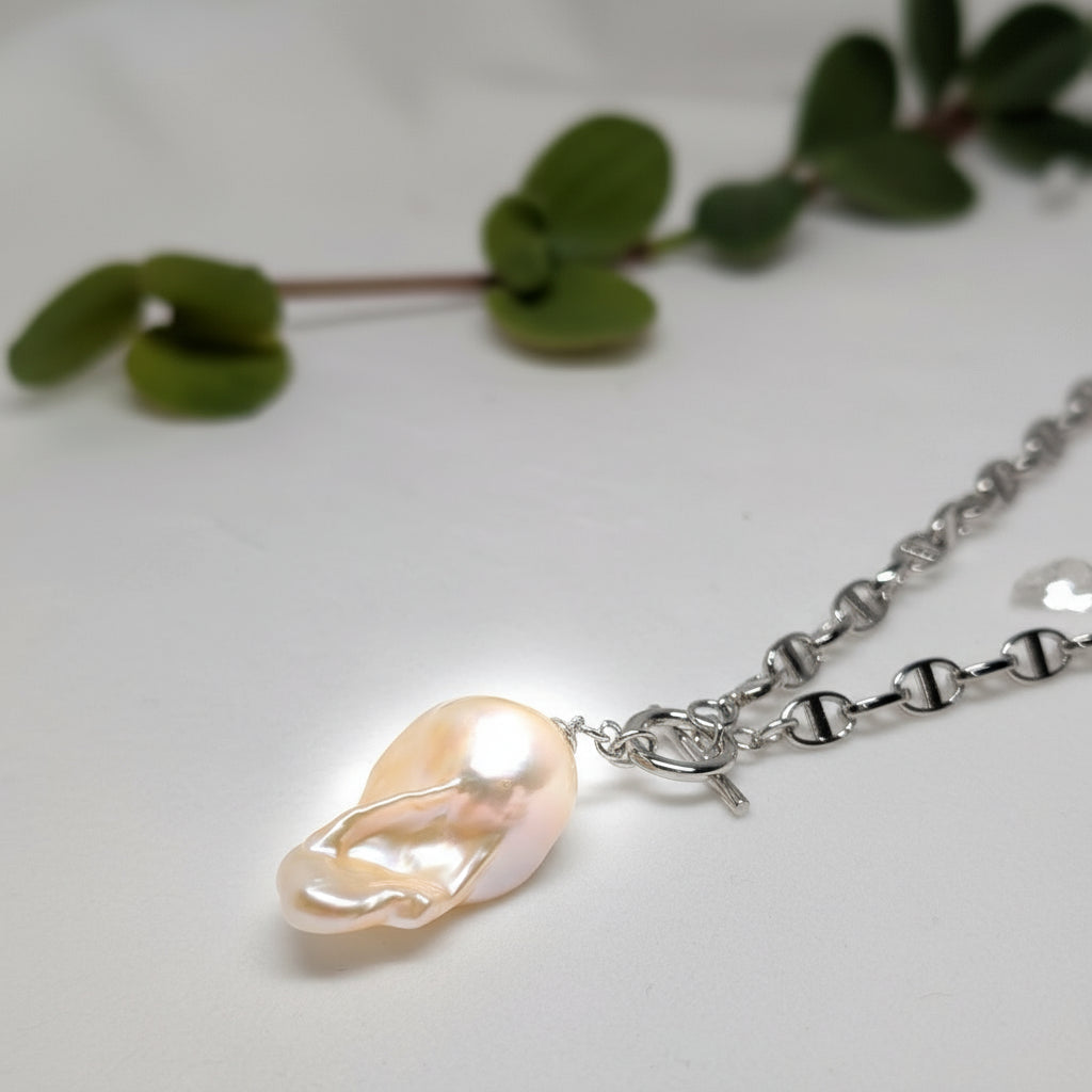 ネックレス 淡水真珠 バロックピンク  17.0mm～30.0mm(幅) S925 (JR-NL-0027)