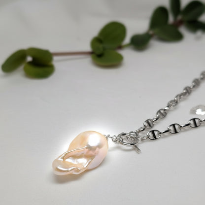 ネックレス 淡水真珠 バロックピンク  17.0mm～30.0mm(幅) S925 (JR-NL-0027)