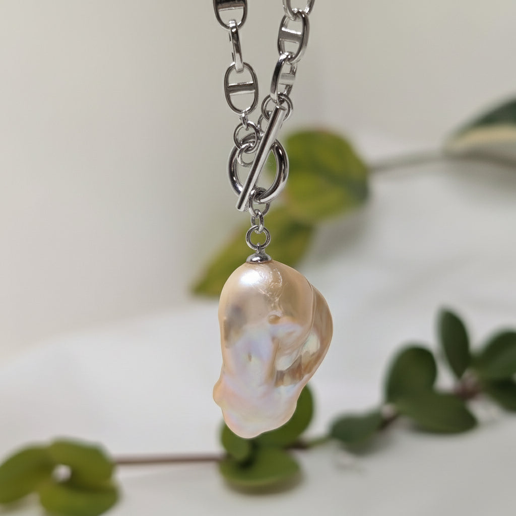 ネックレス 淡水真珠 バロックピンク  17.0mm～30.0mm(幅) S925 (JR-NL-0027)