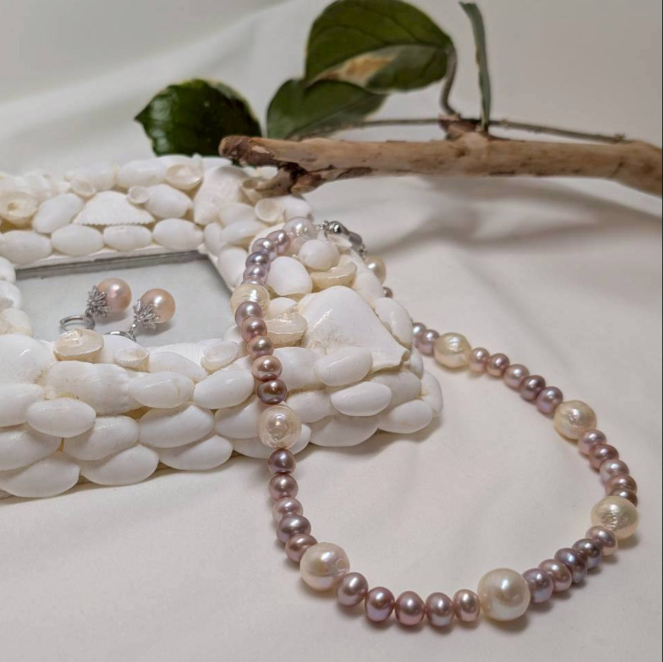 淡水真珠 ネックレス ラウンド マルチカラー 12.0mm～13.0mm(幅) 長さ：40.0cm (JR-NL-0059)