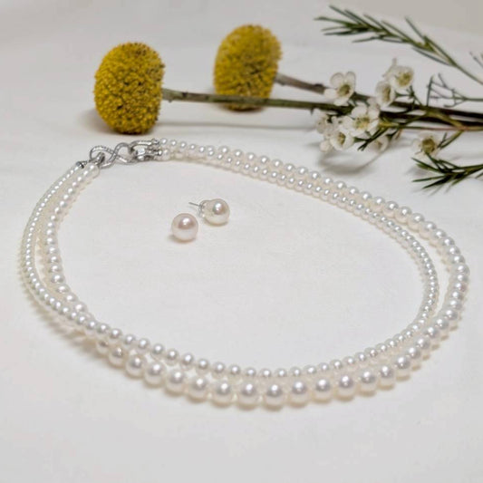 淡水真珠 ネックレス ラウンド ホワイト 4.5mm, 5.5mm 長さ：40.0cm, 42.0cm(JR-NL-0060)