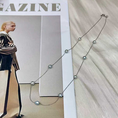 アコヤ真珠 グレー  ネックレス 5.0ｍｍ PT (JR-NL-0127)