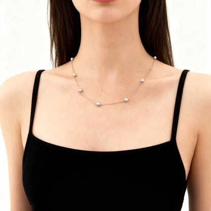 アコヤ真珠 グレー  ネックレス 5.0ｍｍ PT (JR-NL-0127)