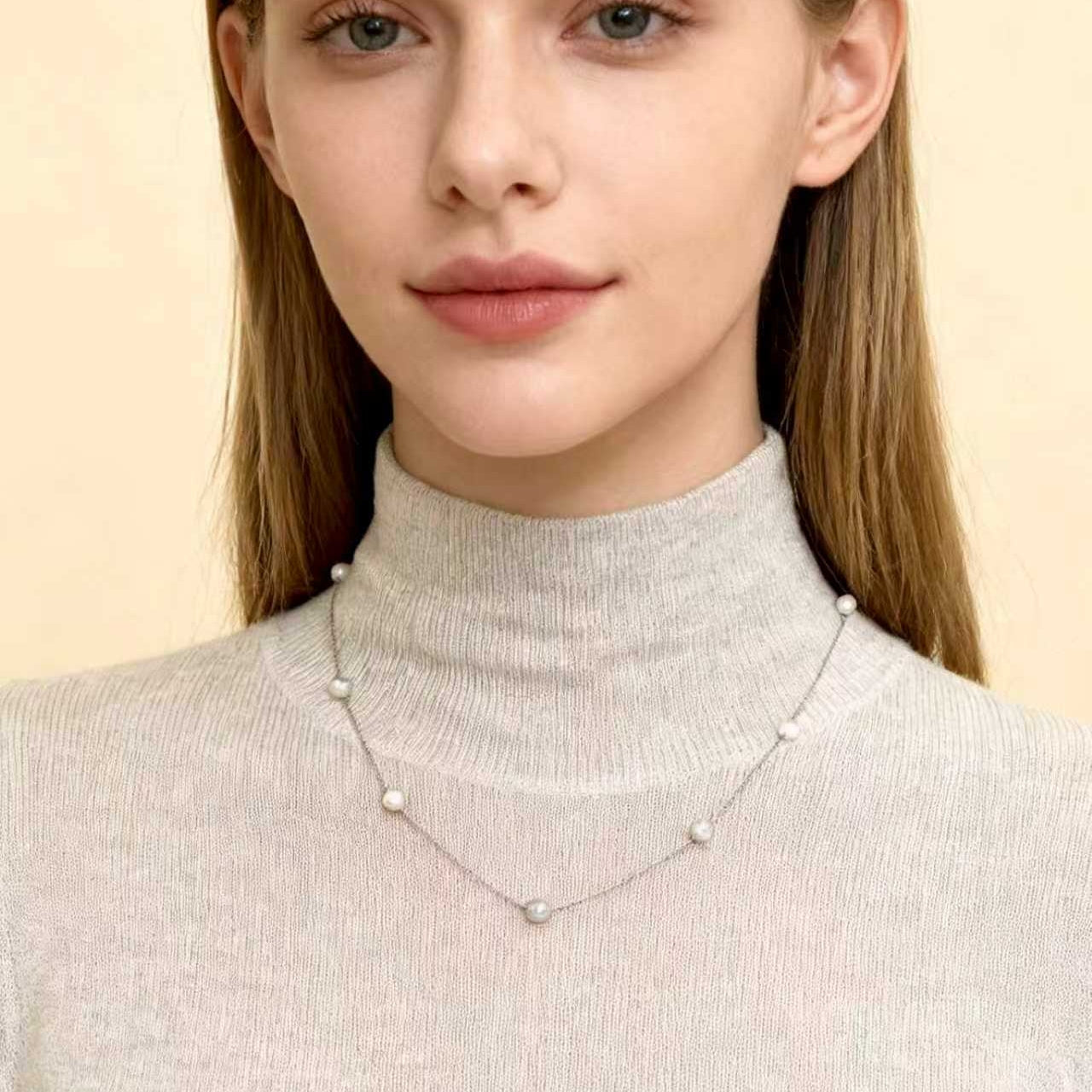 アコヤ真珠 グレー  ネックレス 5.0ｍｍ PT (JR-NL-0127)