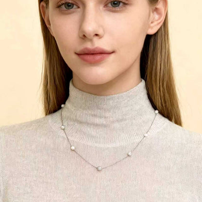 アコヤ真珠 グレー  ネックレス 5.0ｍｍ PT (JR-NL-0127)