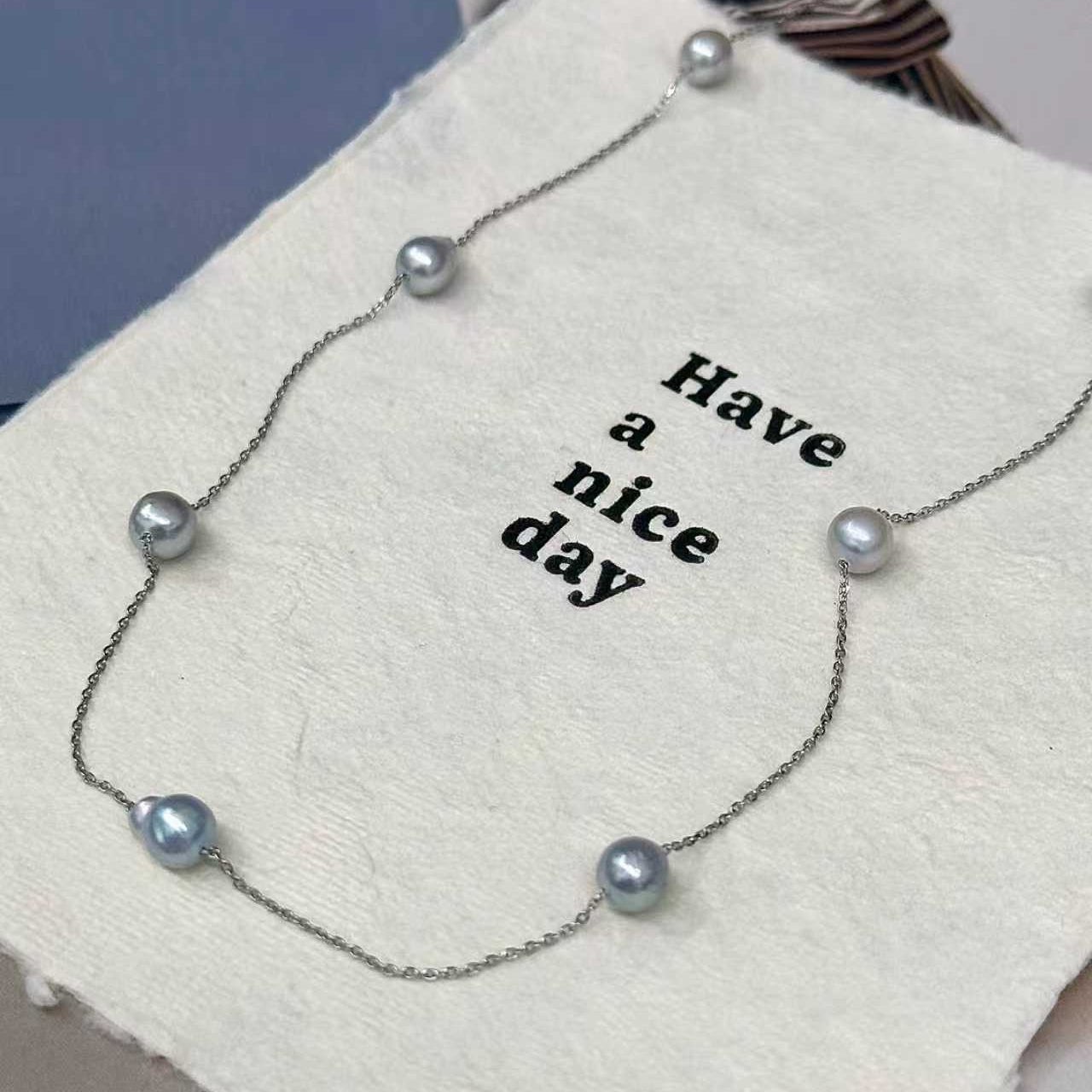 アコヤ真珠 グレー  ネックレス 5.0ｍｍ PT (JR-NL-0127)