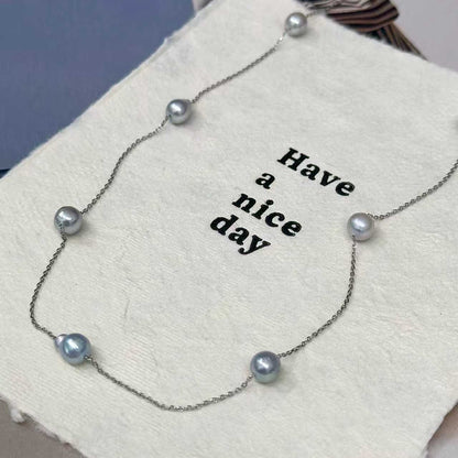 アコヤ真珠 グレー  ネックレス 5.0ｍｍ PT (JR-NL-0127)