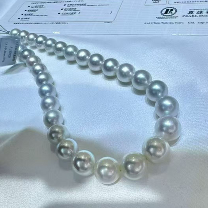 オーストラリア真珠　ホワイト ラウンド ネックレス 12.1～14.8ｍｍ  (JR-NL-0133)