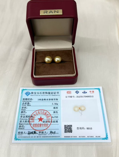 ピアス 白蝶真珠 ホワイト 13.0mm～14.0mm 18k (JR-ER-0008)