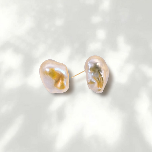 (JR-ER-0016) 淡水真珠 ピアス ホワイト バロック 16.0mm～19.0mm(幅)
