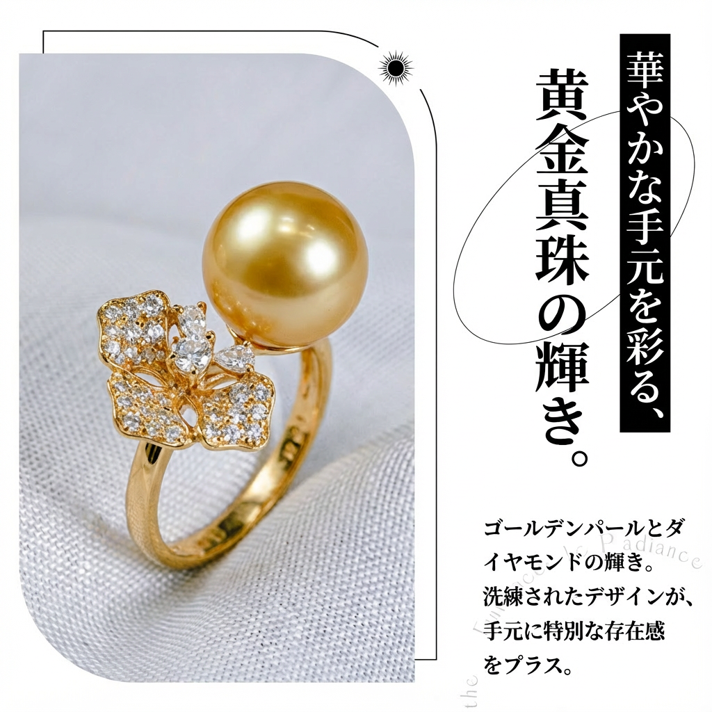 指輪  白蝶真珠 ゴールド 12.0mm～13.0mm ｋ18 (JR-RI-0017)