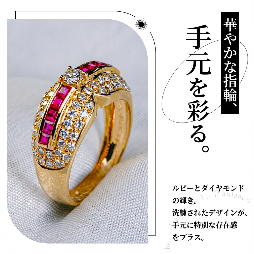 ルビー ダイアモンド 指輪 ルビー 0.18ct 0.75ct ラウンド K18 (JR-RI-0010)