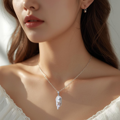 ネックレス 淡水真珠 ホワイト バロック 17.0mm～18.0mm(幅) (JR-NL-0017)