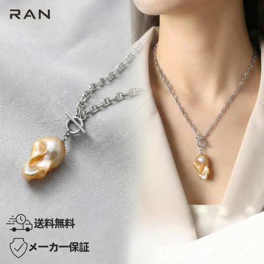 ネックレス 淡水真珠 オレンジゴールド バロック OT留め 16.0mm～20.0mm(幅) (JR-NL-0151)