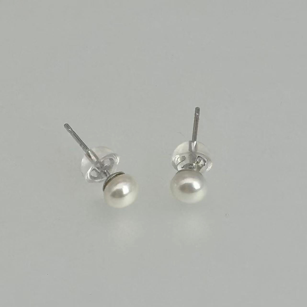 (JR-ER-0019) 淡水真珠 ピアス ホワイト 5.0mm～6.0mm
