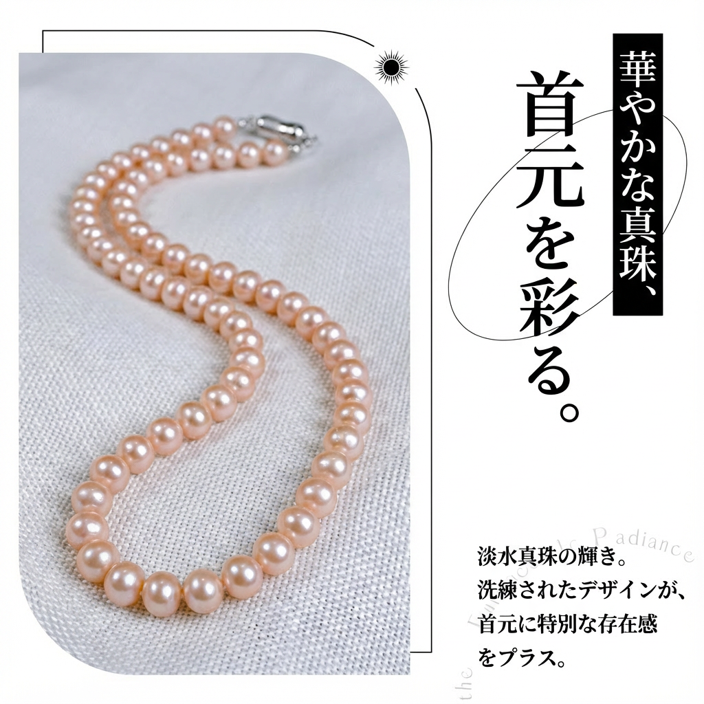 淡水真珠 ネックレス ピンク 8.0mm～9.0mm (JR-NL-0065)