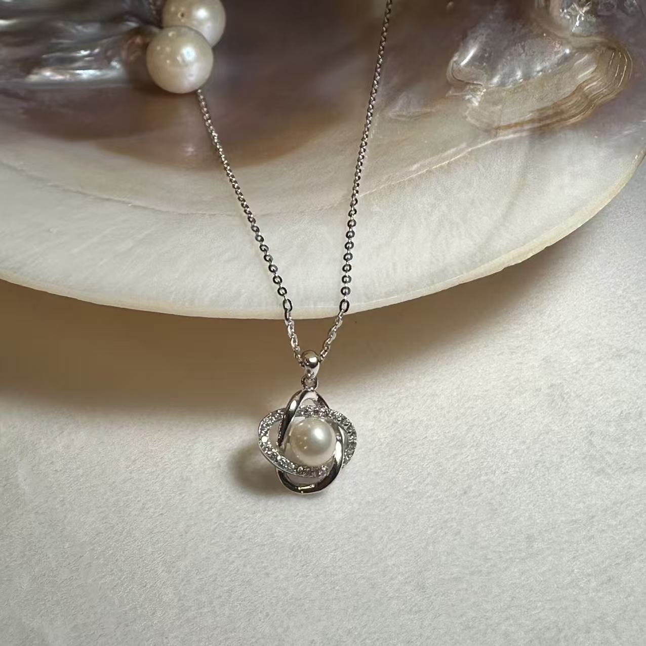 (JR-NL-ER-0001) 淡水真珠 ネックレス&ピアス ホワイト 5.0mm～7.0mm