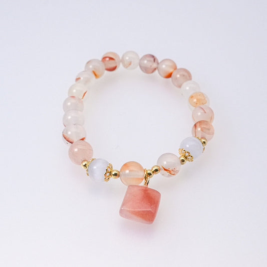 (JR-BR-0012) 瑪瑙（アゲート）ブレスレット 17.5～18.5cm