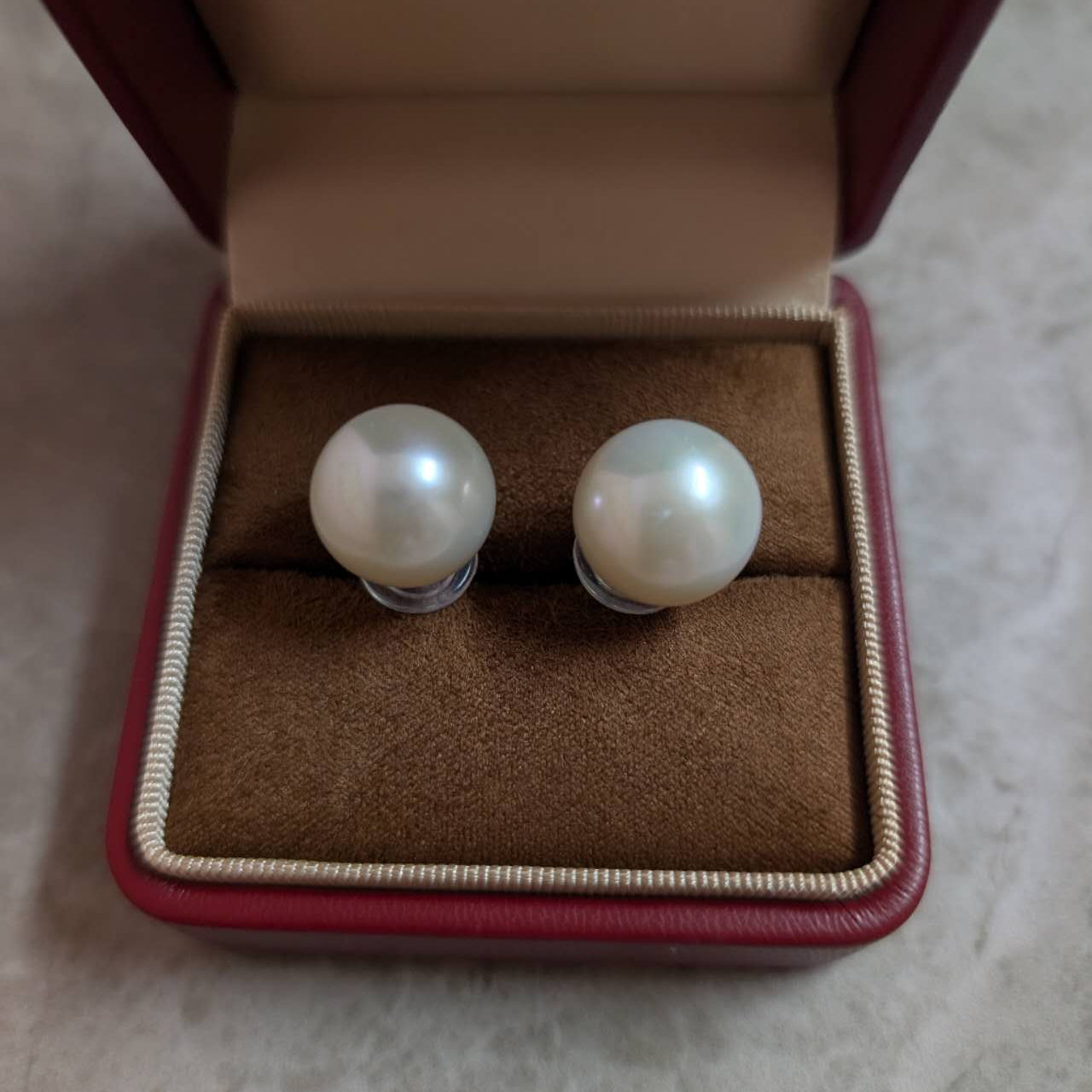 (JR-ER-0007) 白蝶真珠 ピアス ホワイト 14.0mm～14.5mm