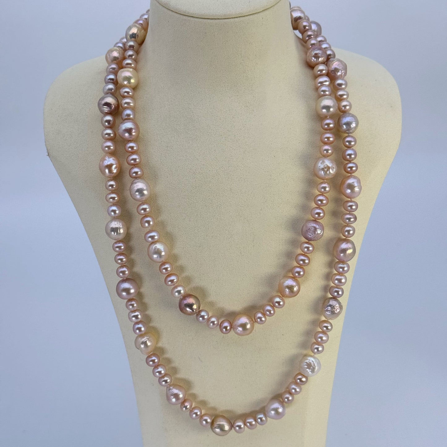 淡水真珠 ネックレス マルチカラー 12.0mm～12.5mm 長さ：120.0cm (JR-NL-0067)