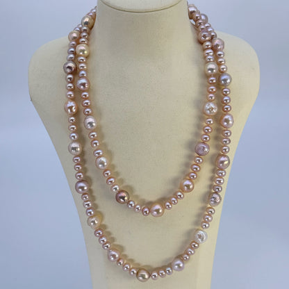 淡水真珠 ネックレス マルチカラー 12.0mm～12.5mm 長さ：120.0cm (JR-NL-0067)