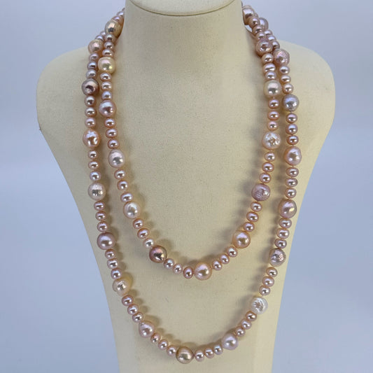 淡水真珠 ネックレス マルチカラー 12.0mm～12.5mm 長さ：120.0cm (JR-NL-0067)