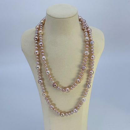 淡水真珠 ネックレス マルチカラー 12.0mm～12.5mm 長さ：120.0cm (JR-NL-0067)