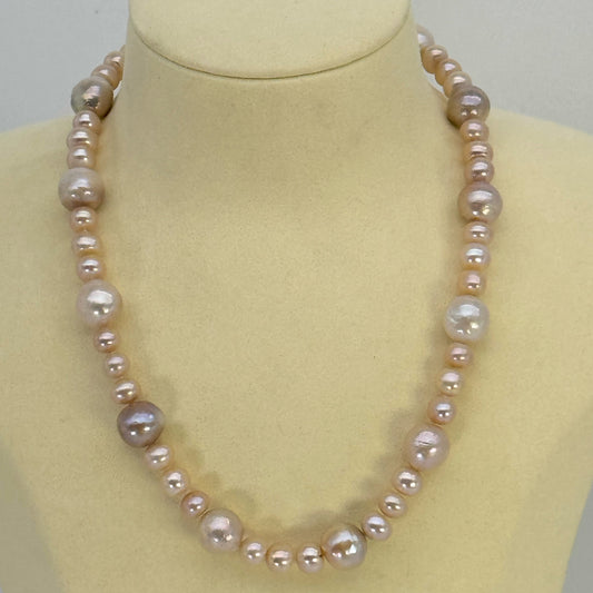 淡水真珠 ネックレス マルチカラー 11.5mm～12.0mm 長さ：42.0cm (JR-NL-0069)