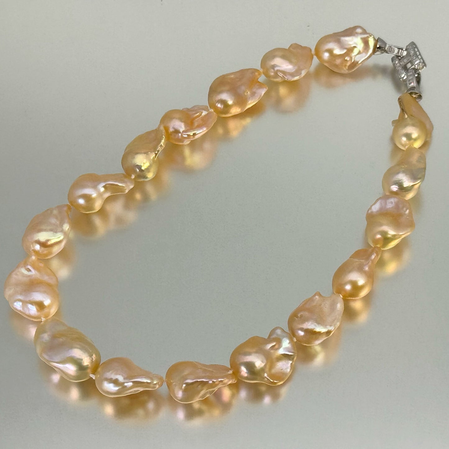 淡水真珠 ネックレス バロック ピンク 16.0mm～18.0mm(幅) 長さ：43.0cm (JR-NL-0125)