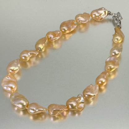 淡水真珠 ネックレス バロック ピンク 16.0mm～18.0mm(幅) 長さ：43.0cm (JR-NL-0125)