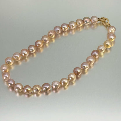 淡水真珠 ネックレス マルチカラー 12.0mm～13.0mm 長さ：40.0cm (JR-NL-0070)